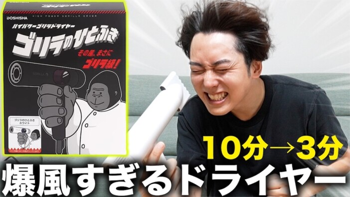 SNSで話題の爆風ドライヤー「ゴリラのひとふき」、その威力は? 人気YouTuberの検証動画に反響